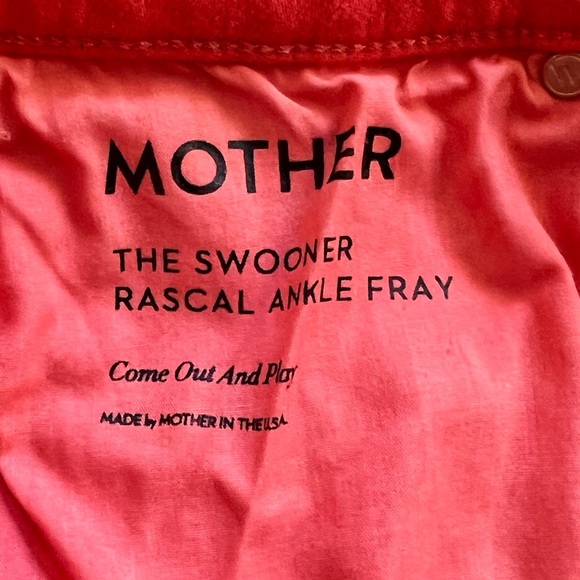 Mother The Swooner Rascal Ankle Fray Flame Scarlet Size 28 - Picture 6 of 10